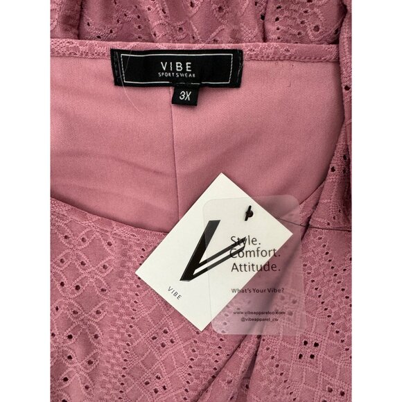 Size 3X 22 24 NEW MAUVE EYELET LANTERN SLEEVE DRESS Special‎ Occasion PLUS SIZE - Picture 5 of 7